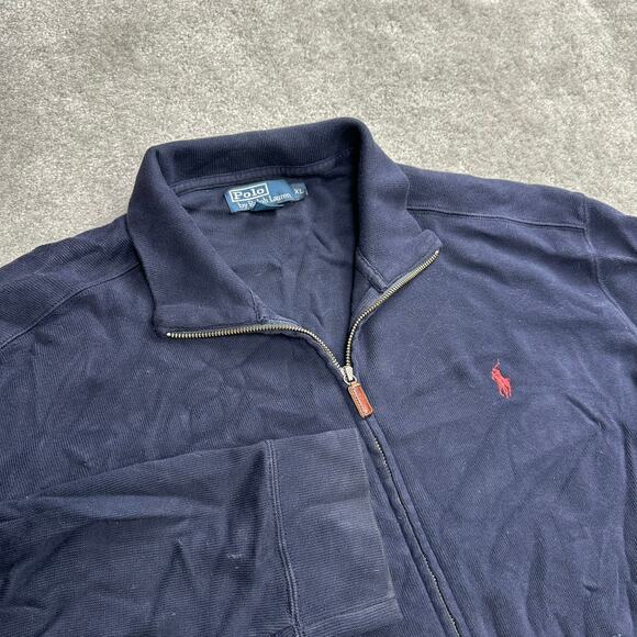 Polo By Ralph Lauren Full Zip Sweatshirt Men's XL Navy Preppy Golfing Casual 90s - Picture 1 of 5